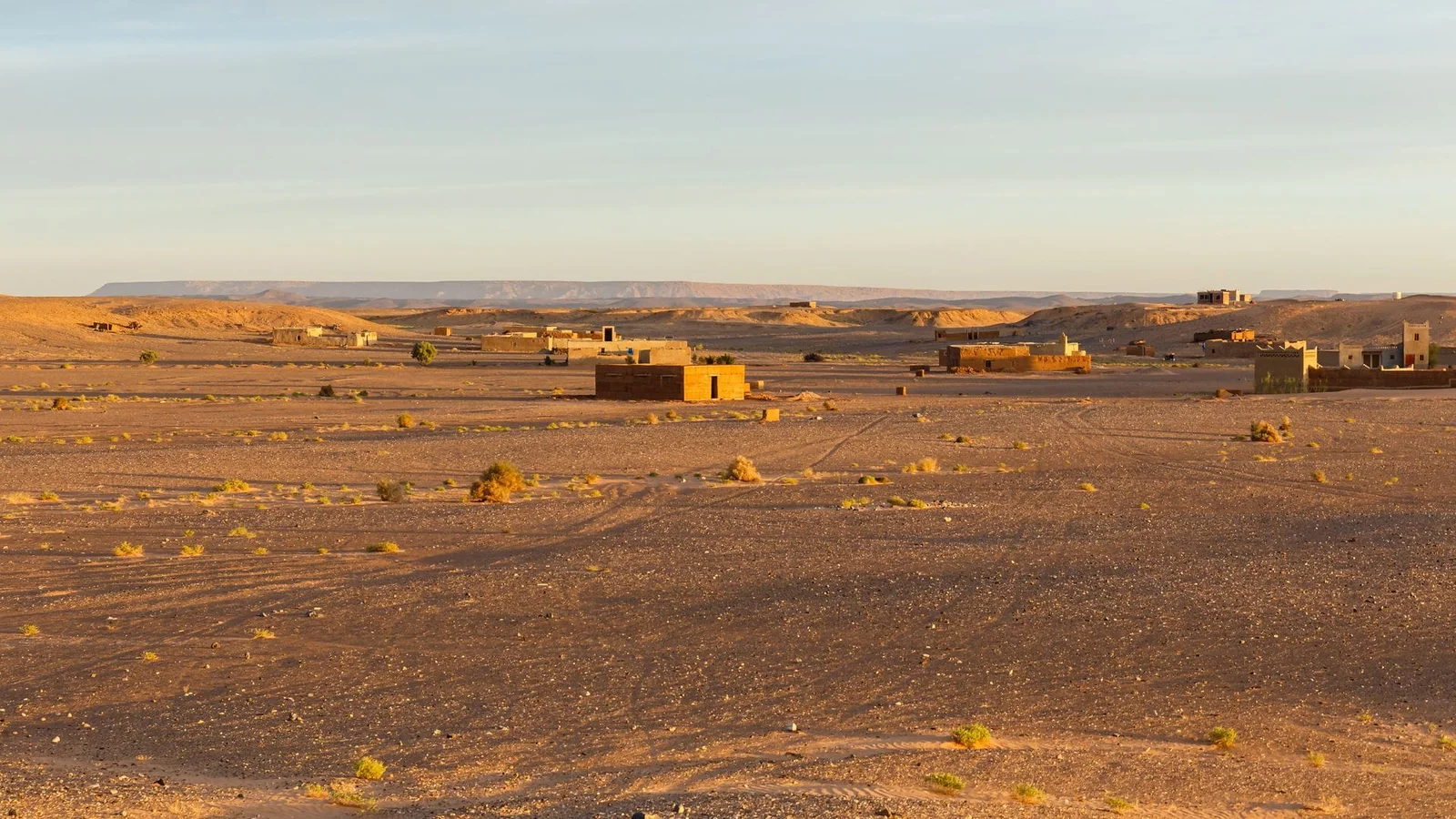 Stone houses in Sahara desert Morocco